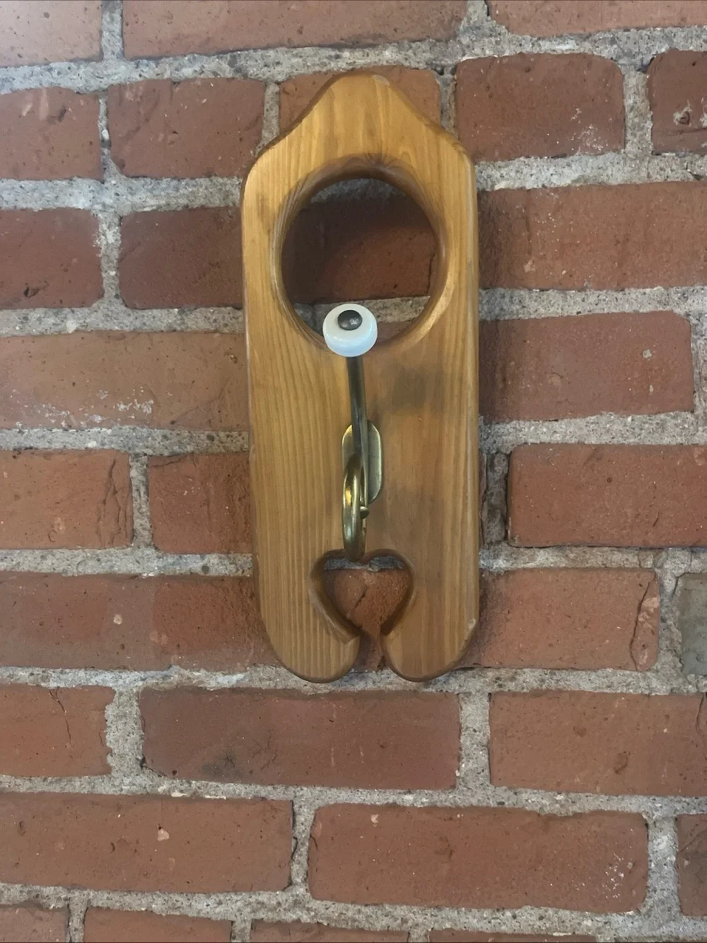 Antique Brass Hook on Natural Wood Wall Plate - Home Wall Decor Hooks